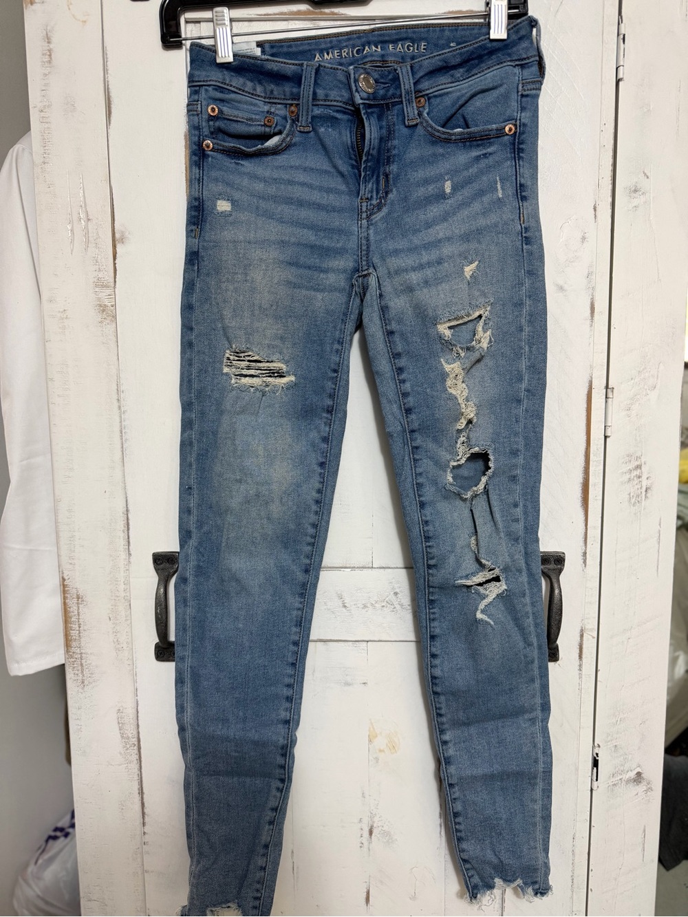 American Eagle Outfitters Blue Ripped Skinny Jeans